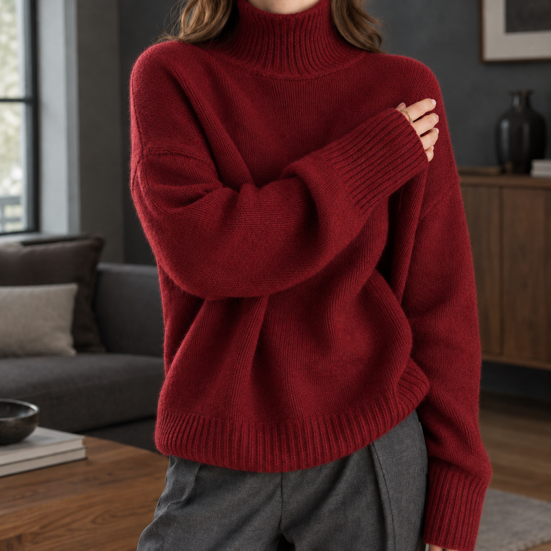 Esther Turtleneck Sweater - Red