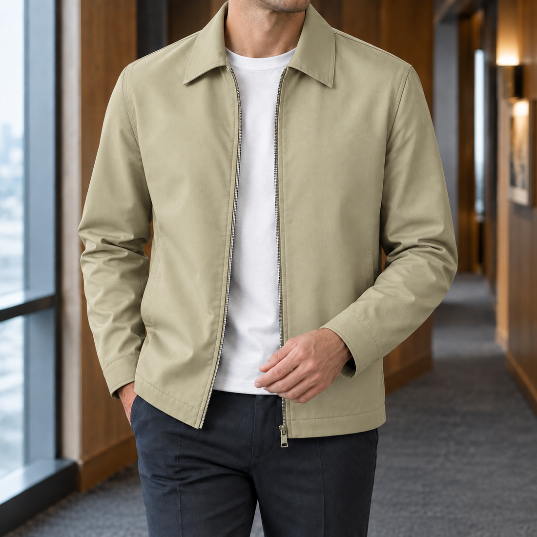 Philemon-Tate Zip Jacket - Khaki