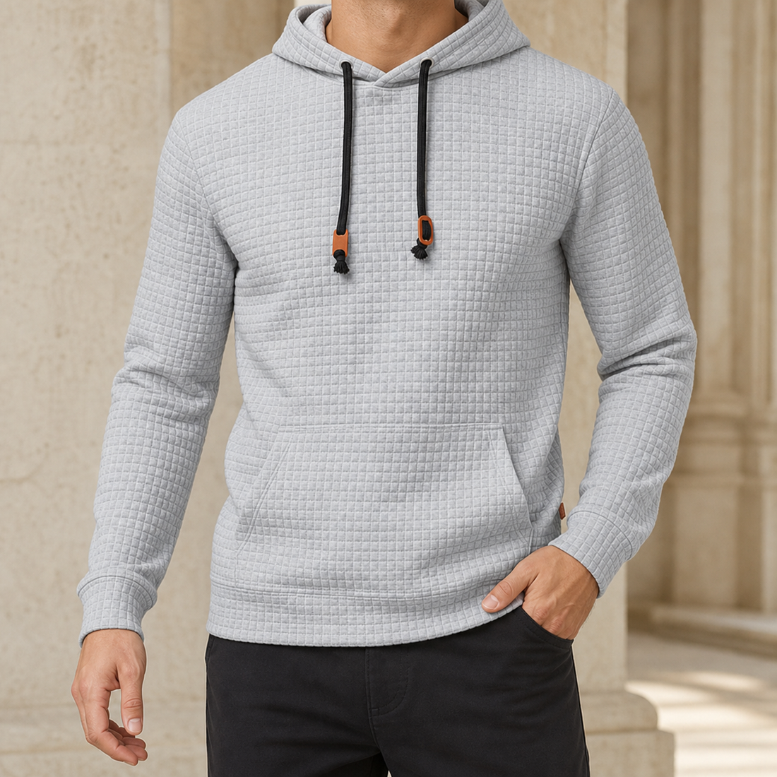 Arthur Waffle Hoodie - Light Gray
