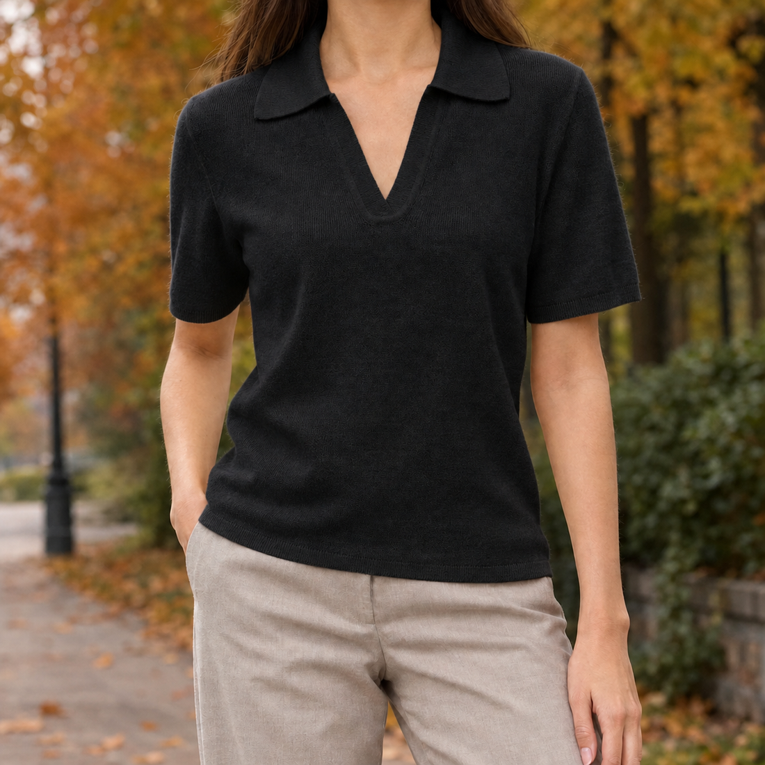 Thomasina-Louise Polo Sweater - Black