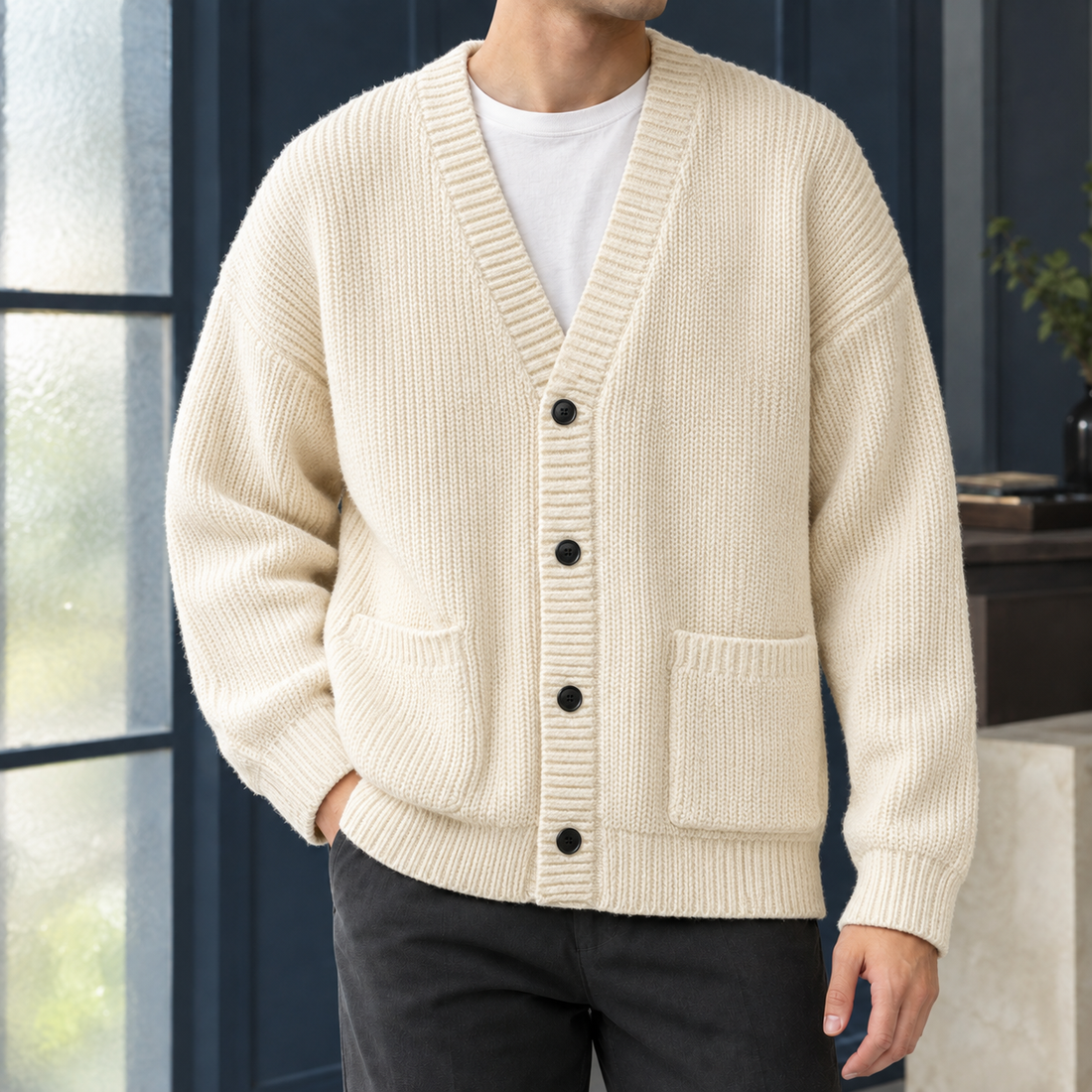 Freddie Ribbed Cardigan - Milky White