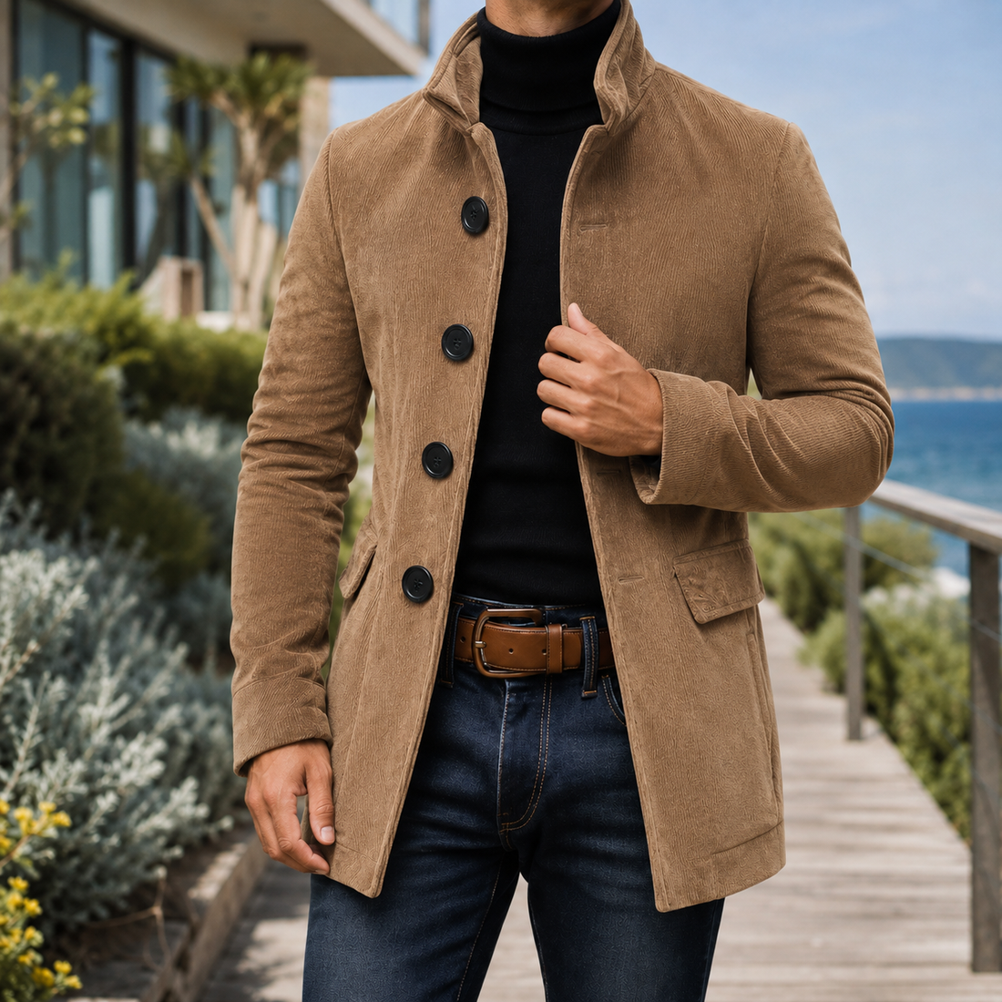 Orson-Wade Mandarin Jacket - Light Brown