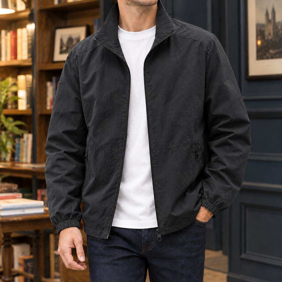 Harry-Jude Stand Collar Jacket - Black