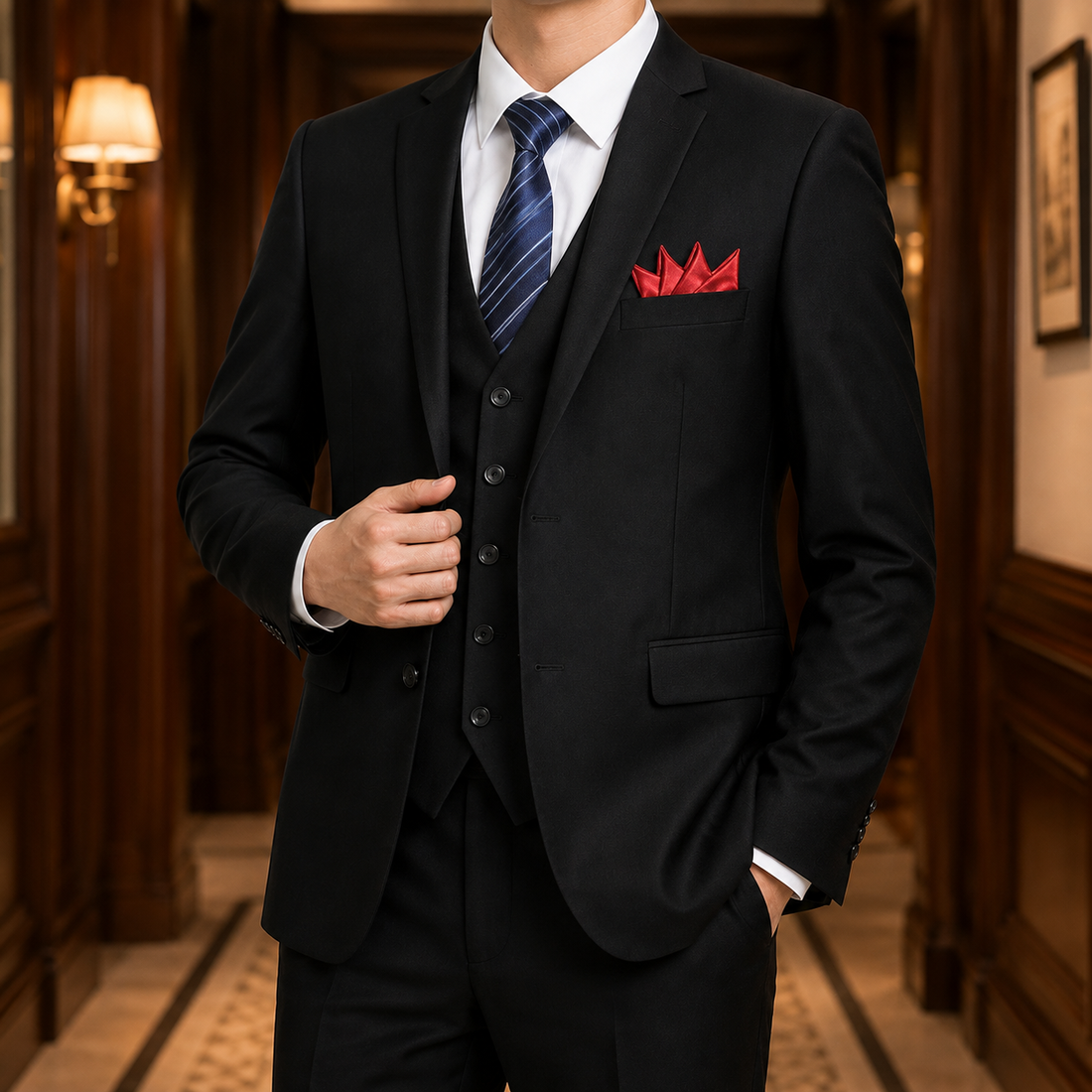 Gustave Tailored Blazer - Black Four-piece Suit