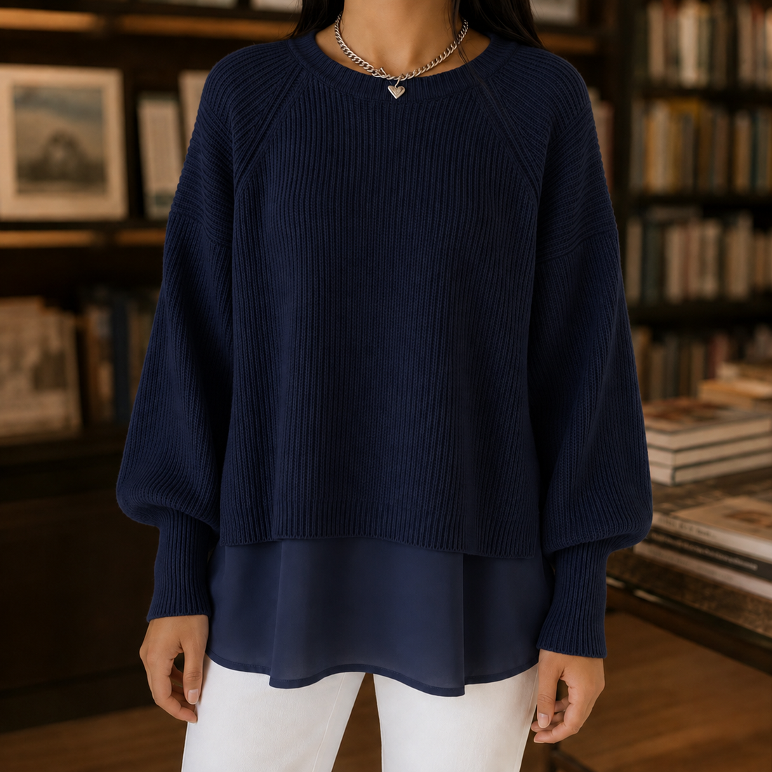 Marlene-Jade Ribbed Sweater - Navy