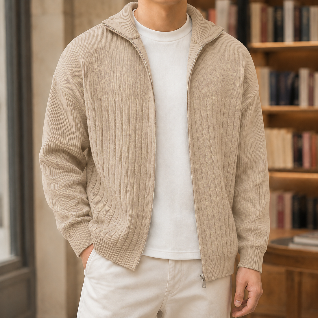 Theo-Reid Ribbed Jacket - Khaki Apricot