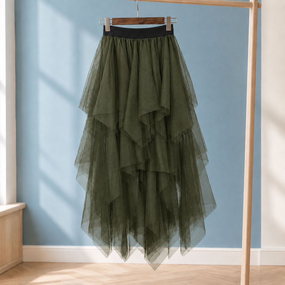 Flavia Asymmetric Skirt - Army Green