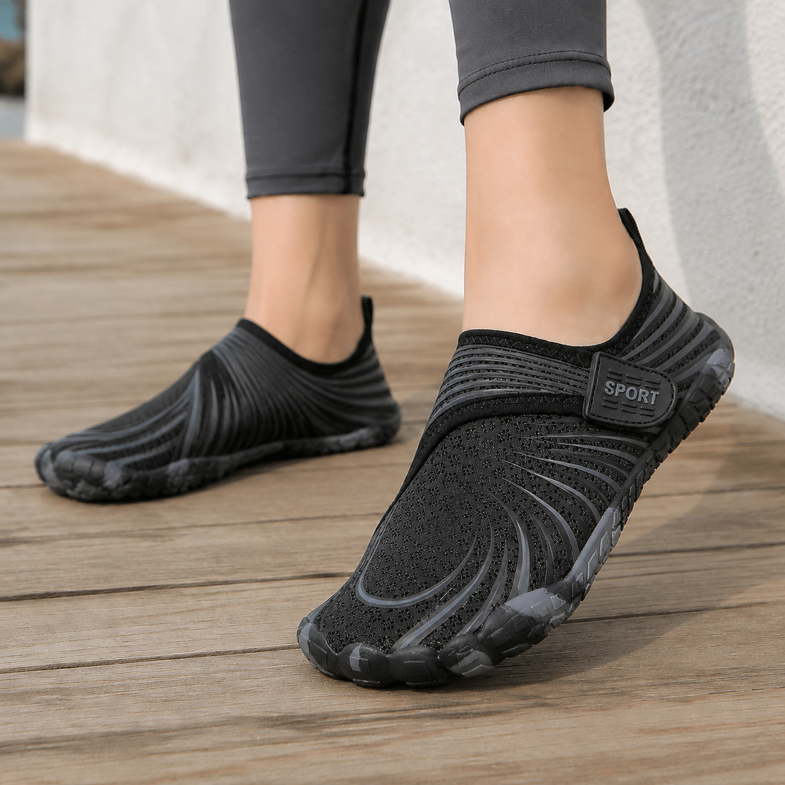 Caruso Five-Toe Aqua Shoes - Black Gray