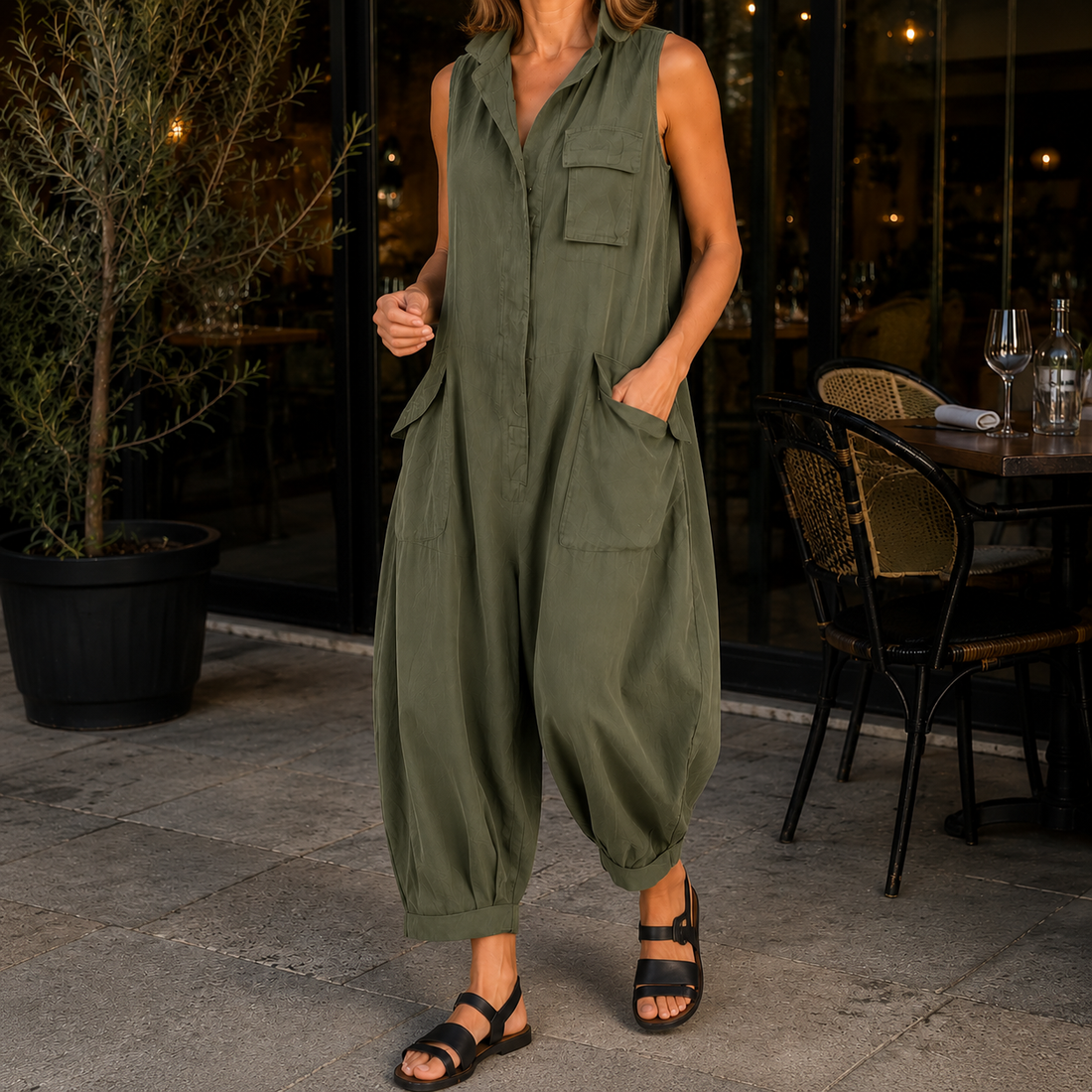 Elodie-Marie Utility Jumpsuit - Verde Oliva
