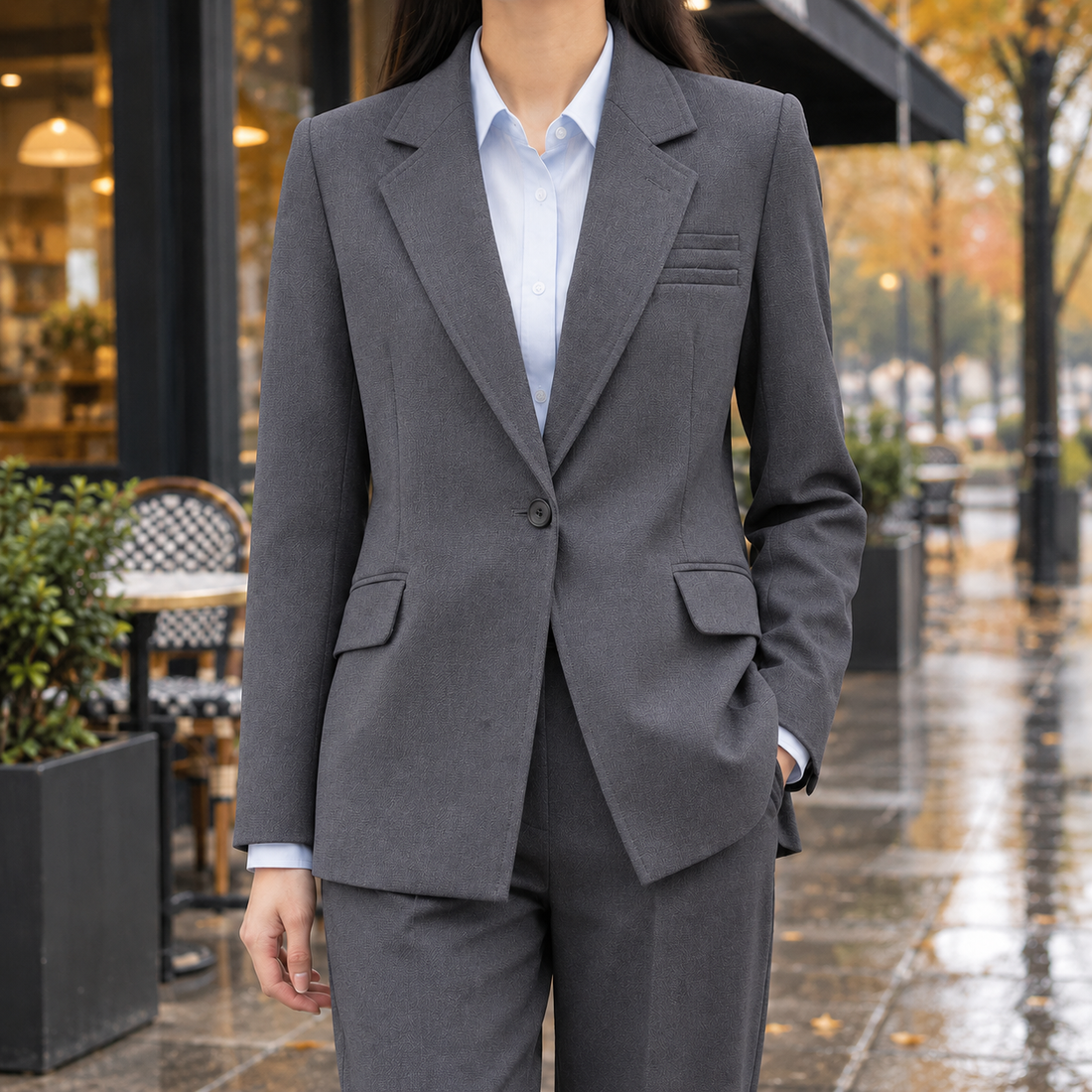 Agnes-Lane Tailored Blazer - Gray