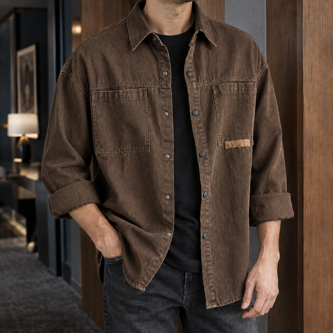 Orion-Wade Utility Overshirt - Dark Brown