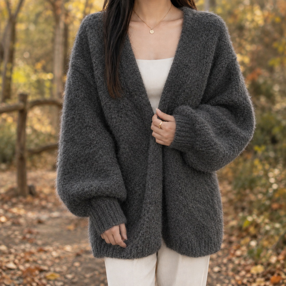 Mercedes-Jade Open Front Cardigan - Gray