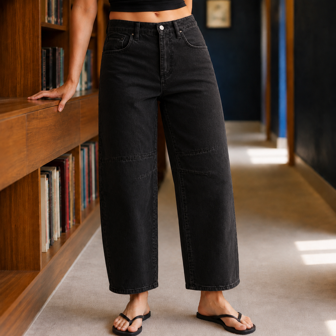 Evangeline-Rose Barrel Jeans - Black
