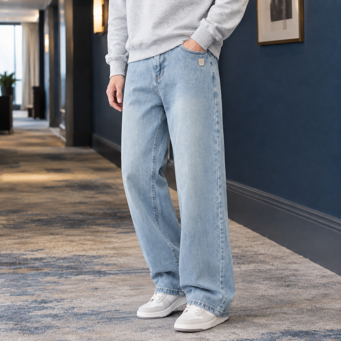 Theo-Wren Straight Jeans - Light Blue