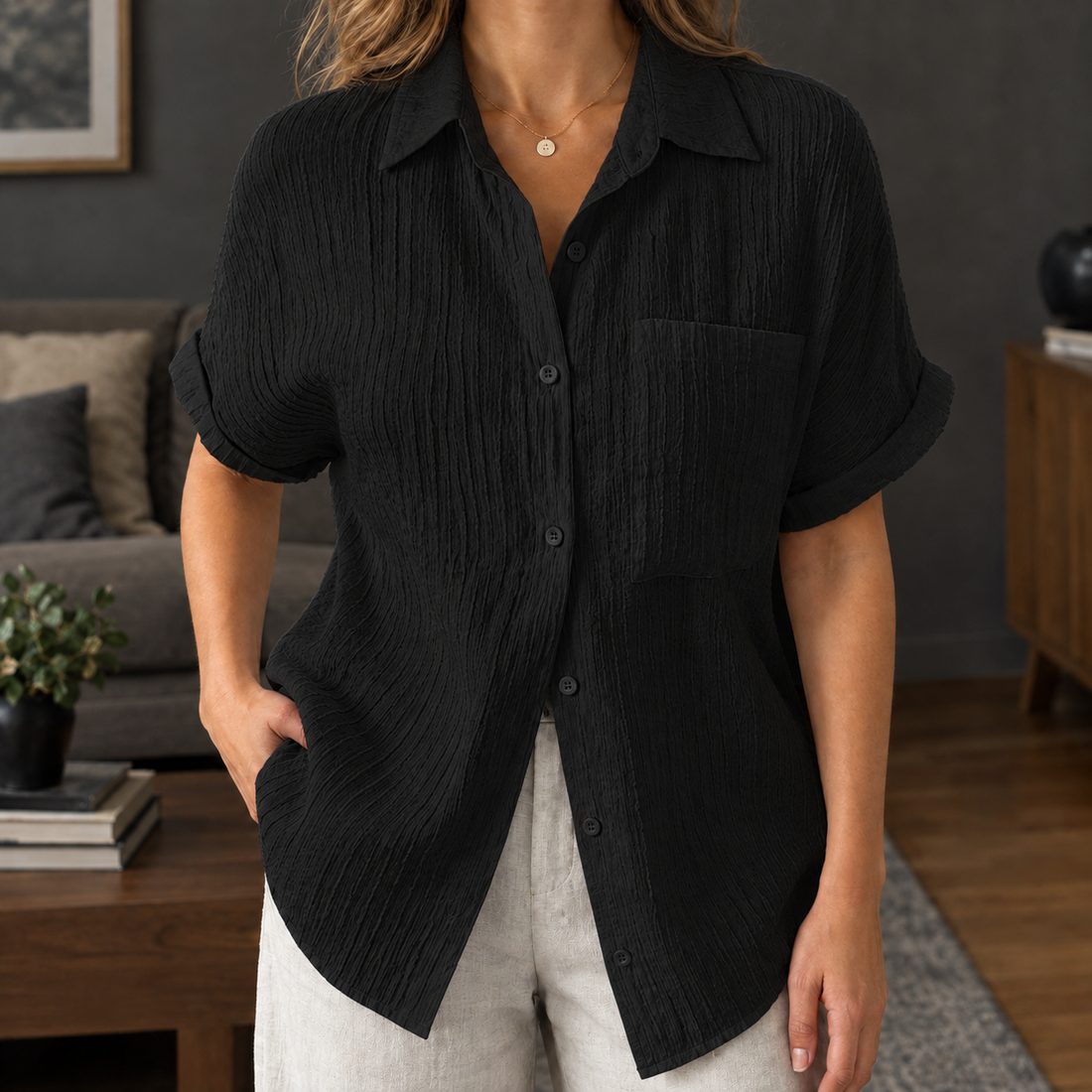 Alma Textured Shirt - Black