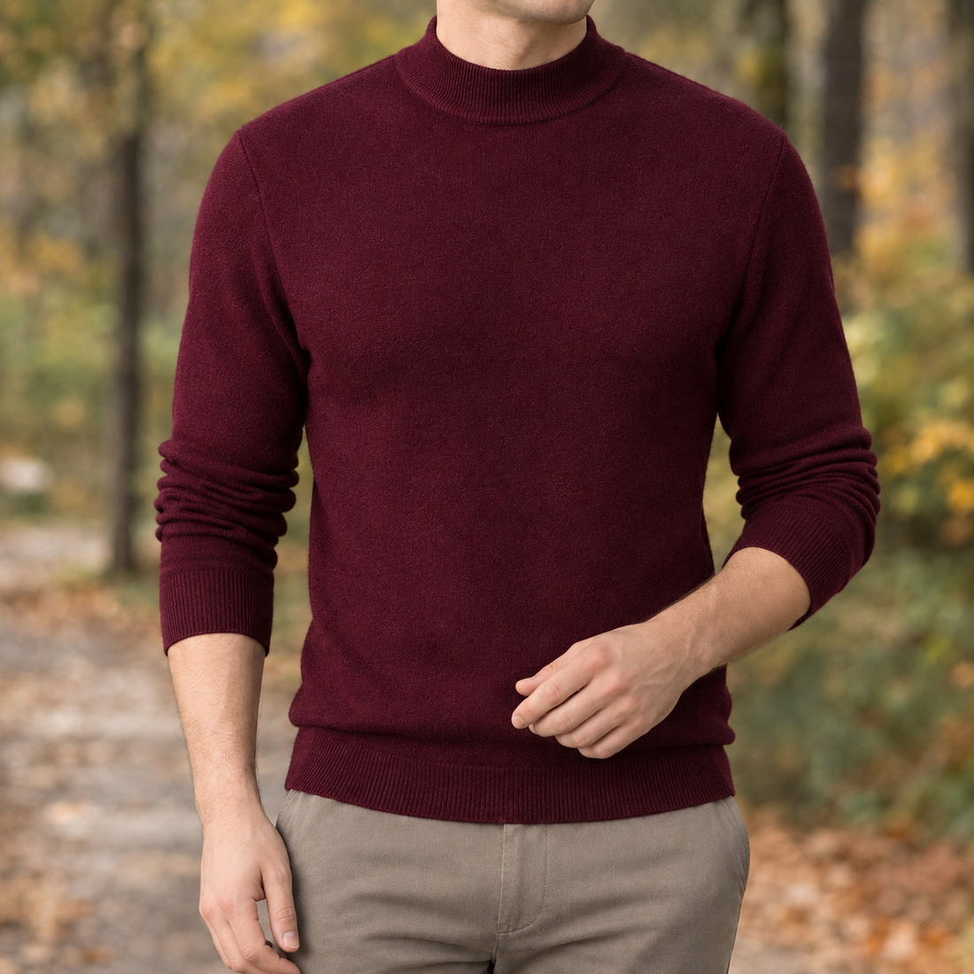 Lennox-Jude Mock Neck Sweater - Red