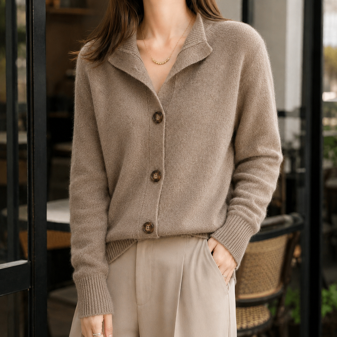 Perla-Claire Collared Sweater - Brown