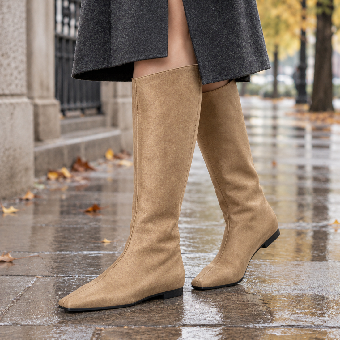 Cortina-Monza Square Toe Boots - Khaki