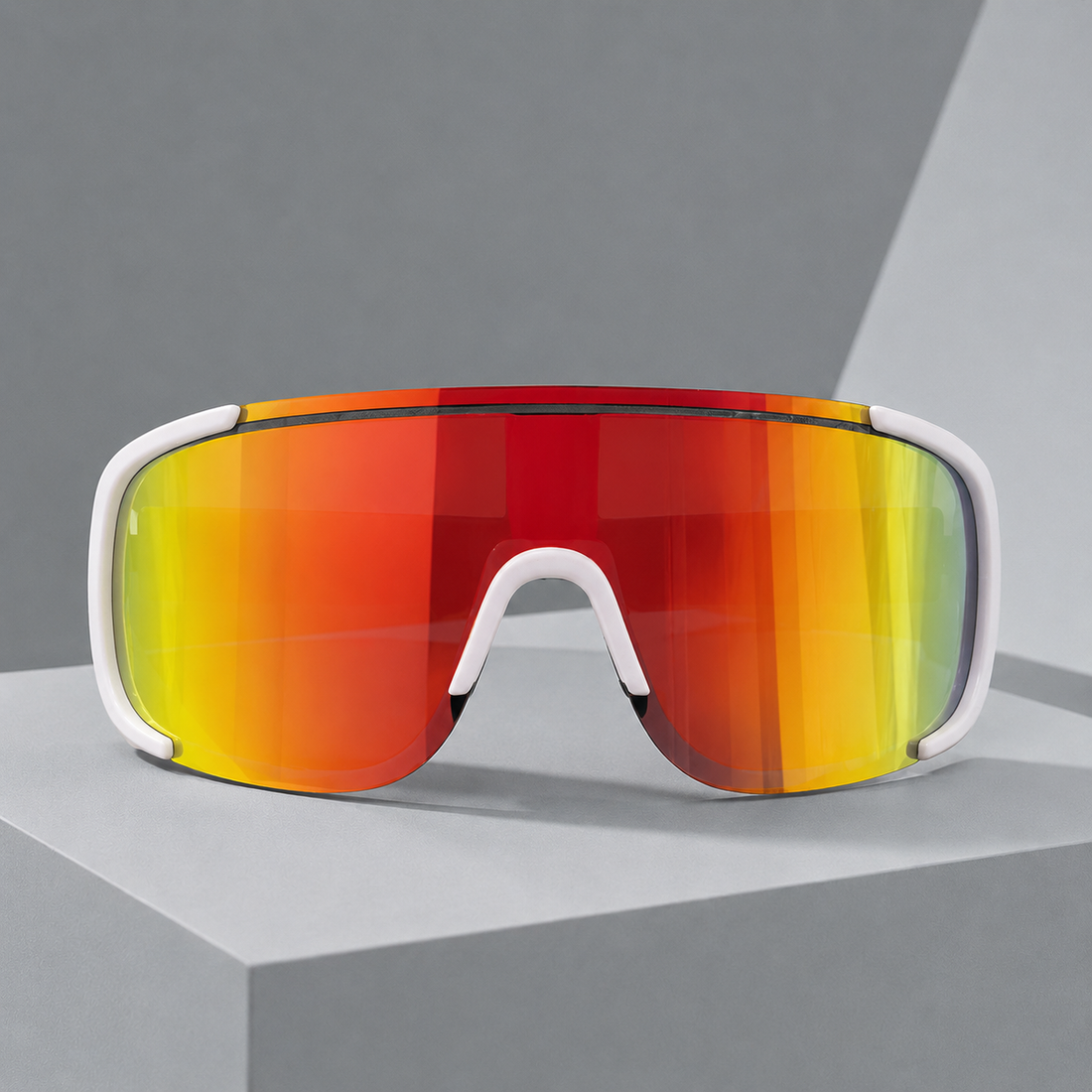 Valerian Shield Sunglasses - White Frame Red Film
