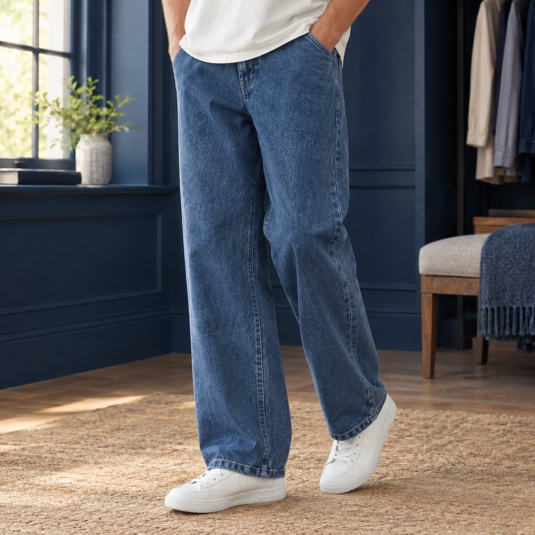 Anton-Lane Wide Leg Jeans - Dark Blue