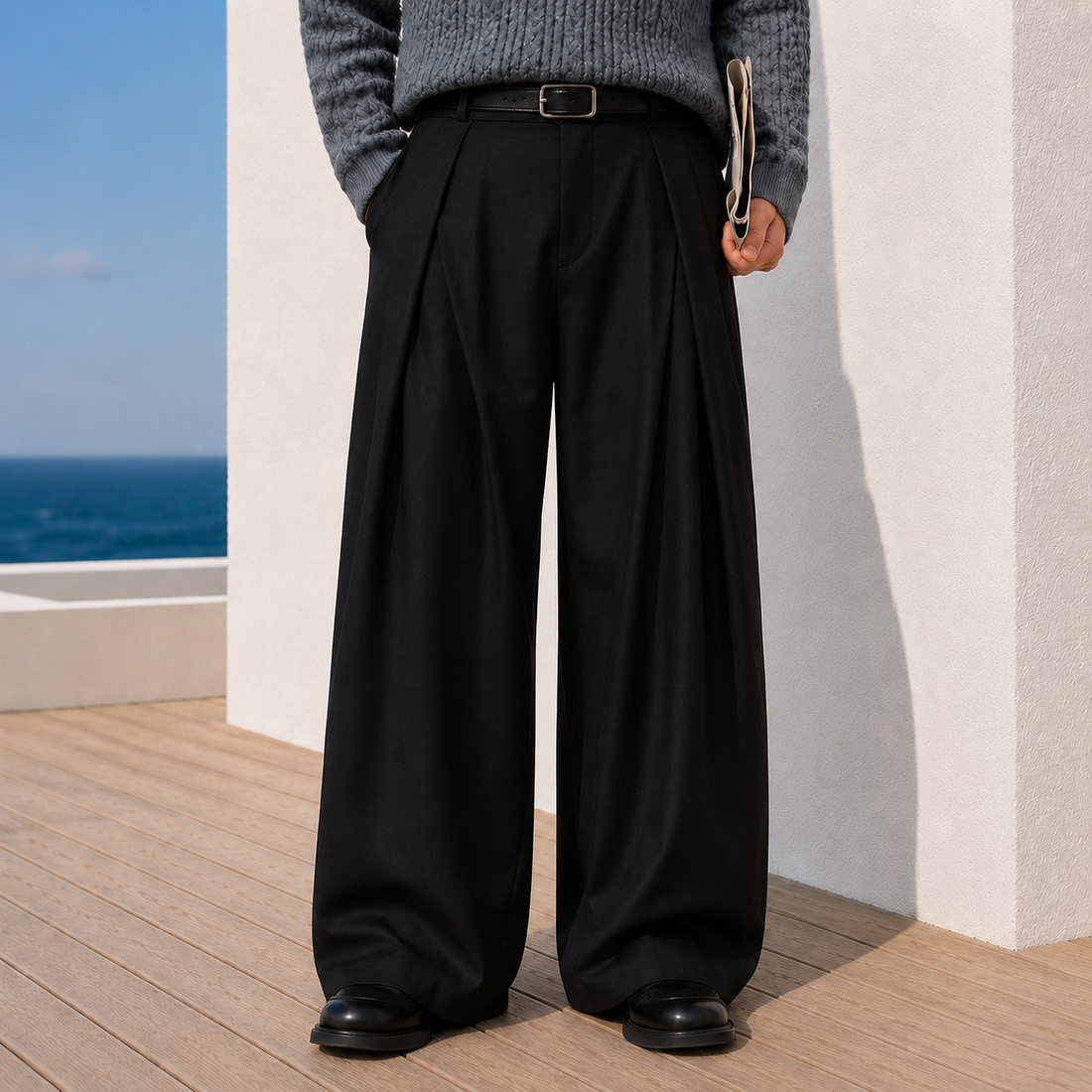 Lachlan Wide Leg Pants - Black