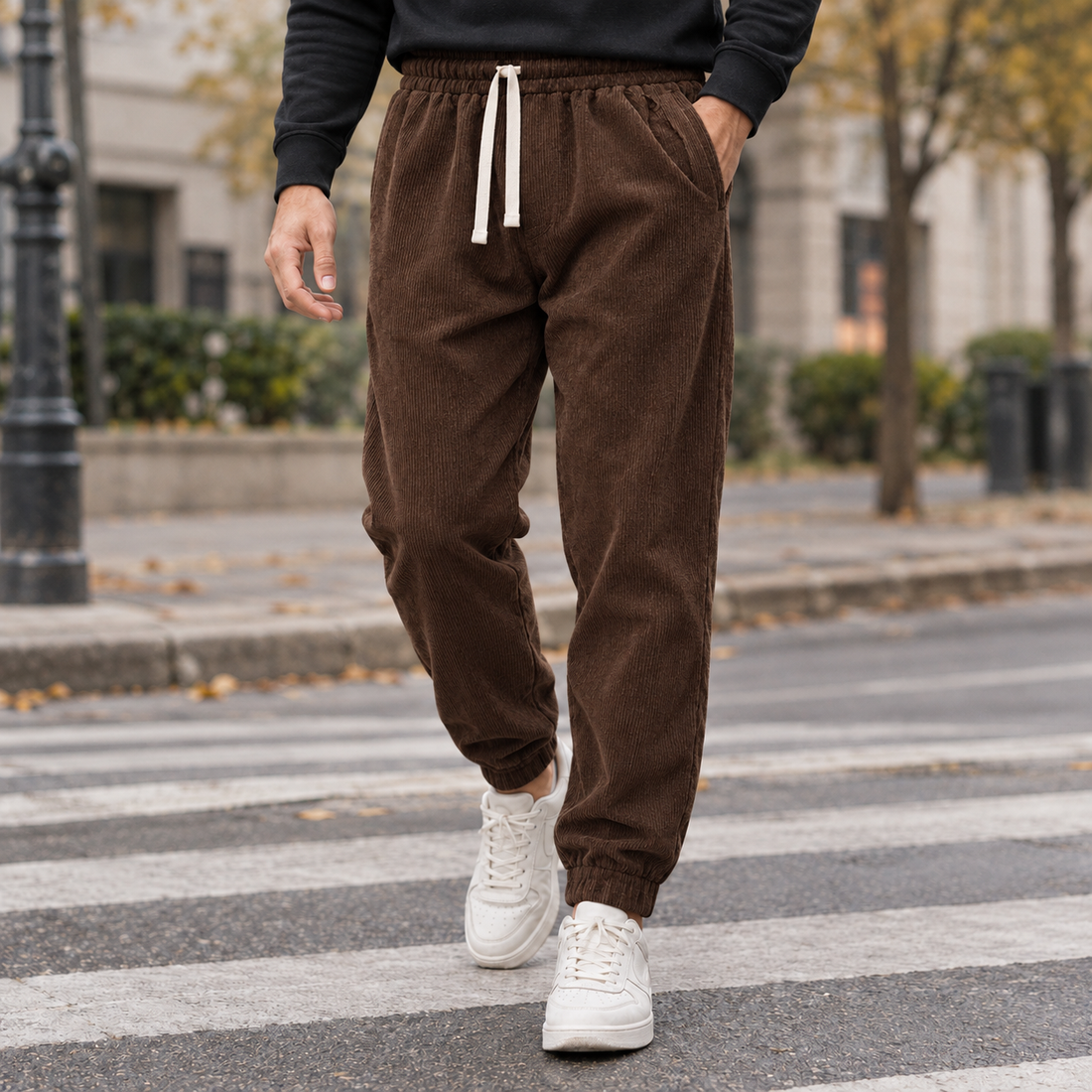 Kai-Grey Tapered Corduroy Pants - Brown