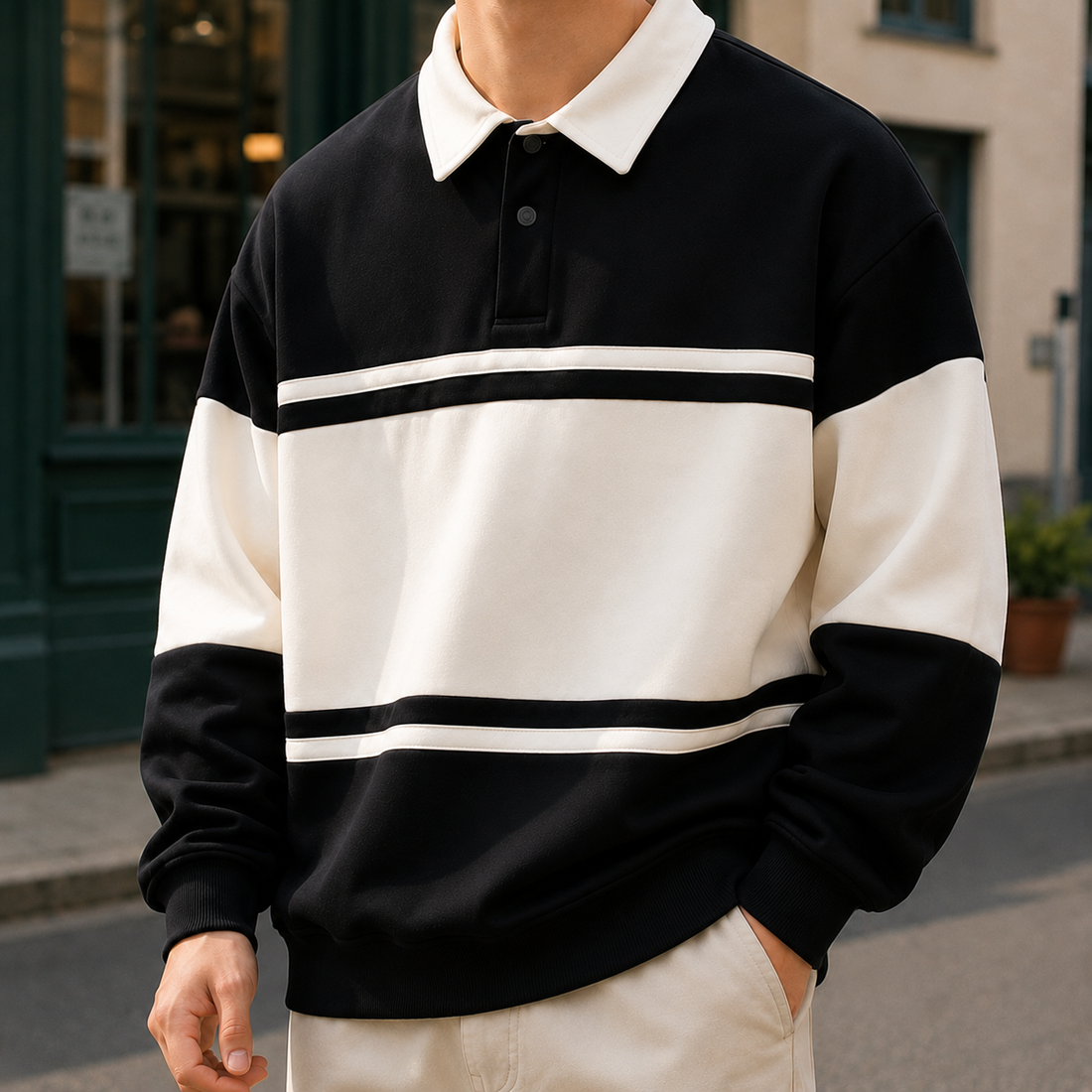 Arthur-West Polo Sweatshirt - Black