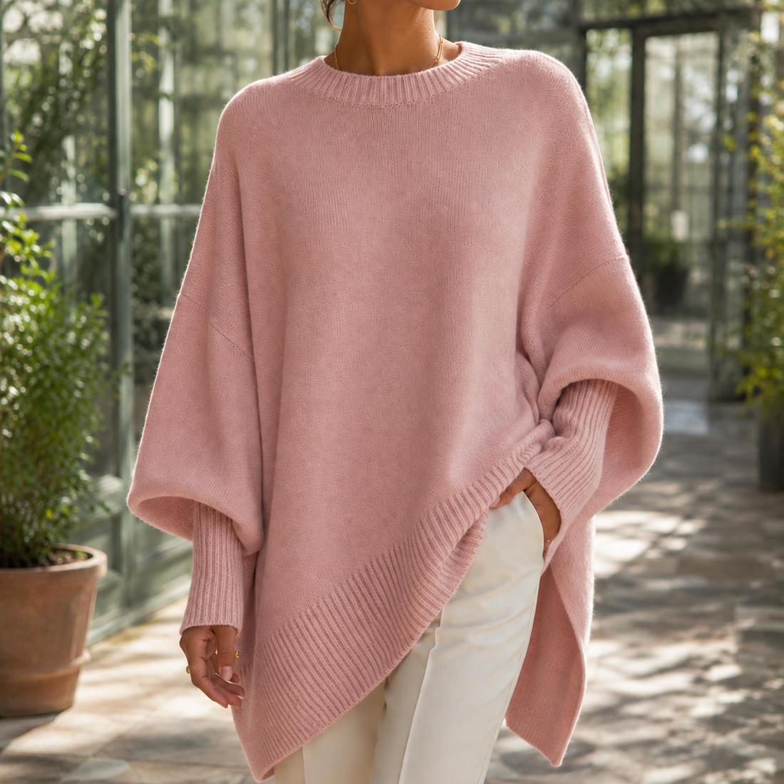 Nora Poncho Sweater - Pink