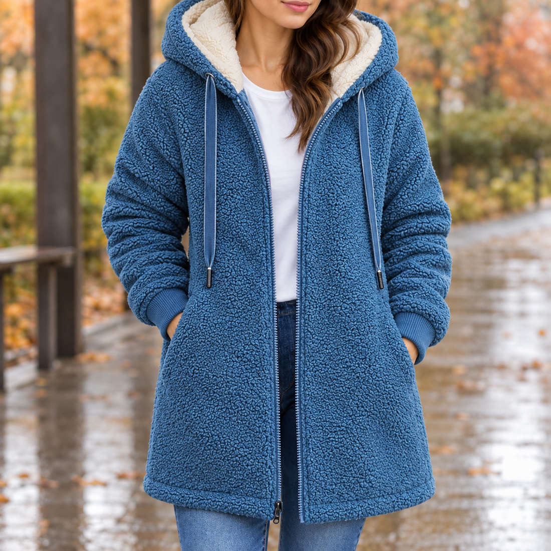 Catriona-Grace Hooded Fleece Jacket - Blue