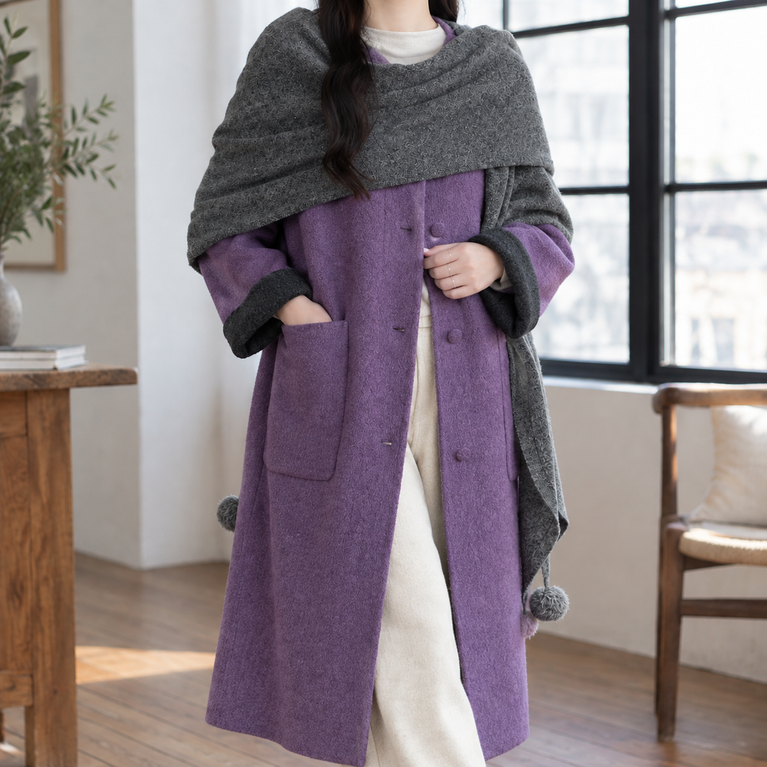 Harriet-Rose Wool Coat - Purple