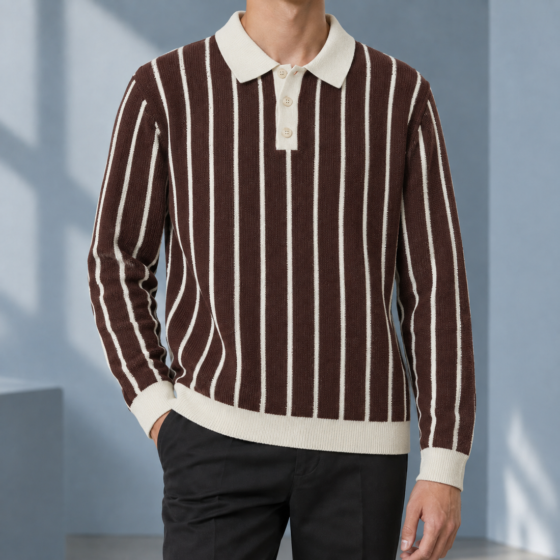 Ross-Rhys Striped Sweater - Coffee Brown