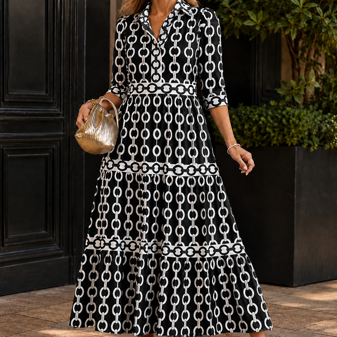 Serena Tiered Maxi Dress - Black