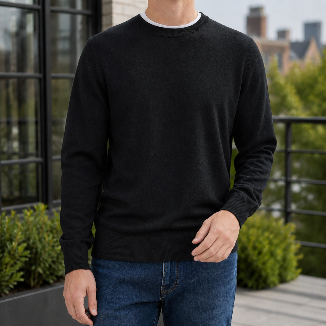 Finnian Wool Blend Sweater - Black