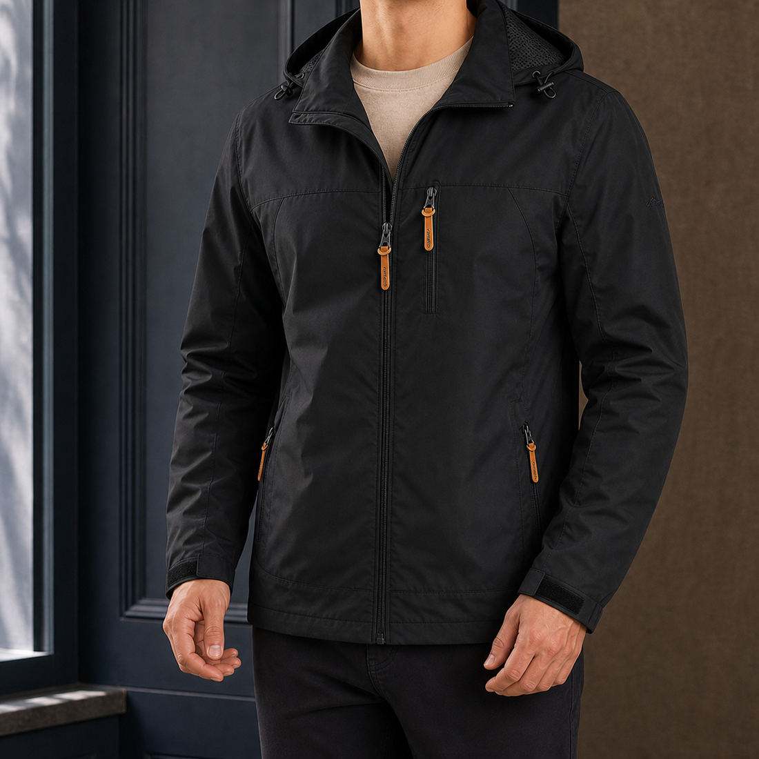 Victor-Grey Hooded Jacket - Black
