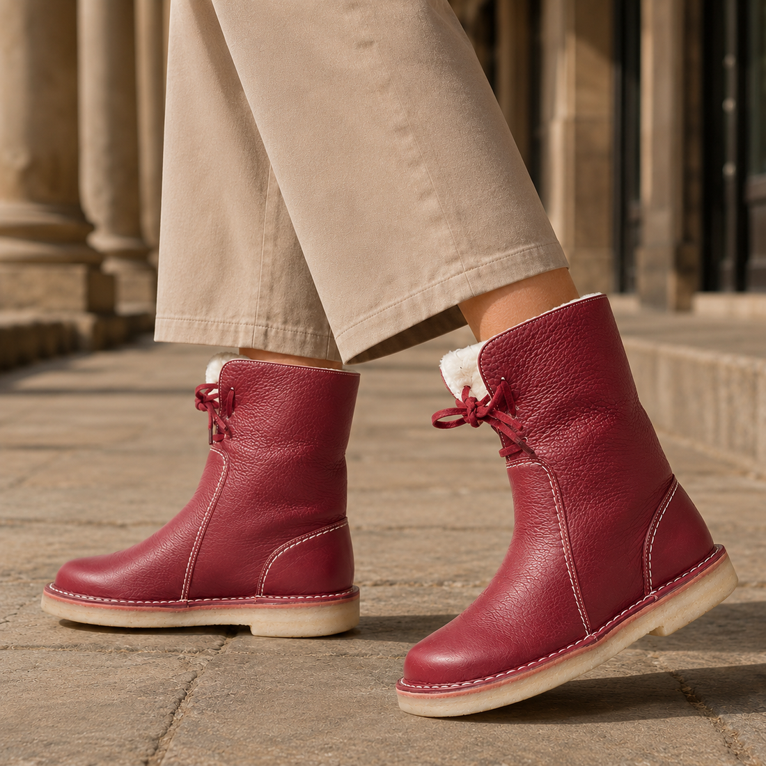 Ardenti Lace-Up Boots - Red