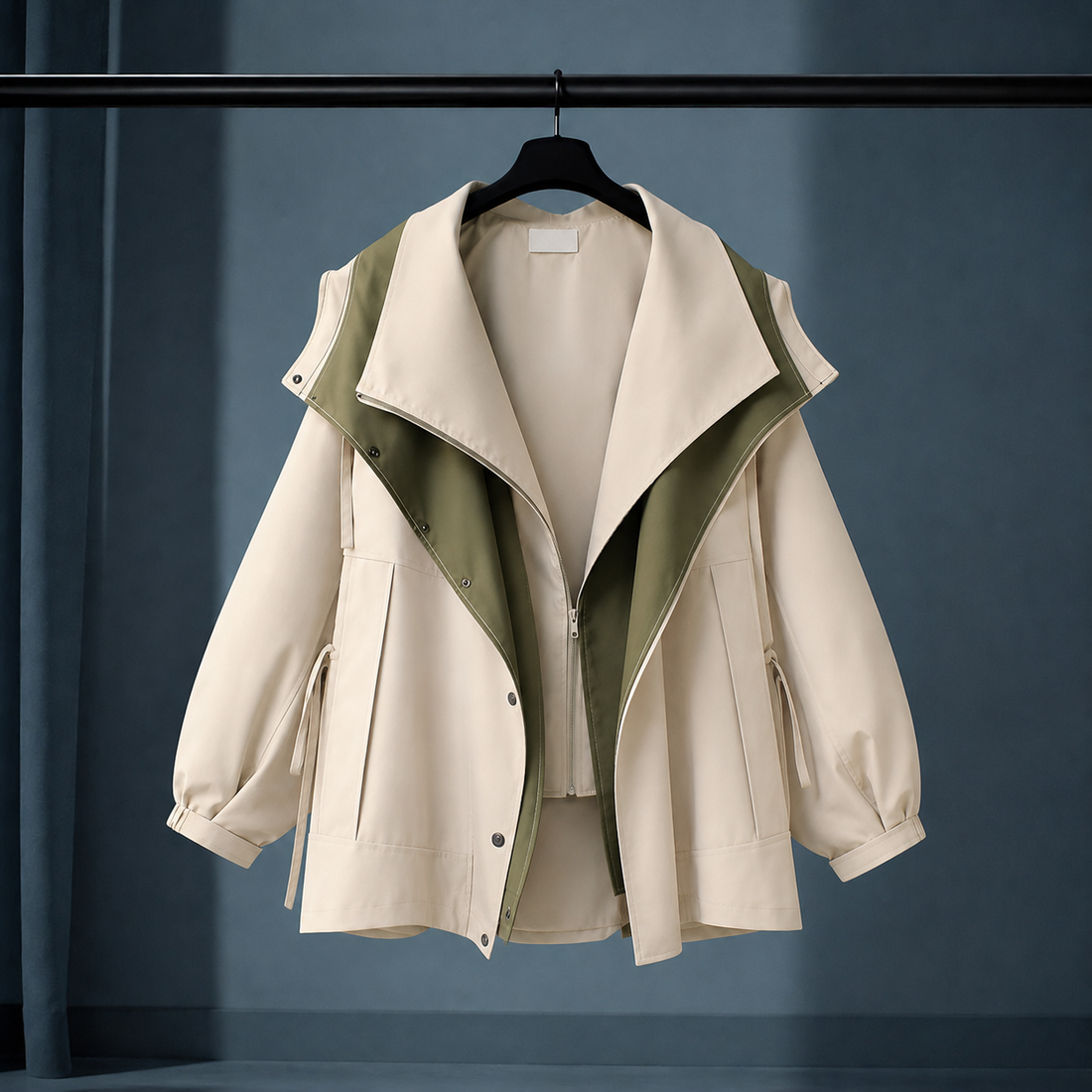 Giles-Jude Layered Windbreaker - Beige