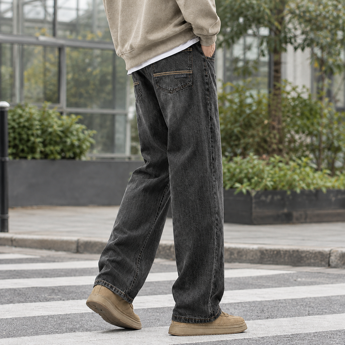 Keaton-Miles Relaxed Jeans - Charcoal Gray Fit