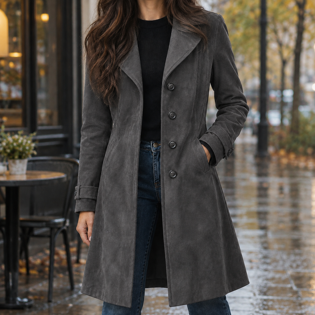 Ernestine-Rae Suede Jacket - Gray