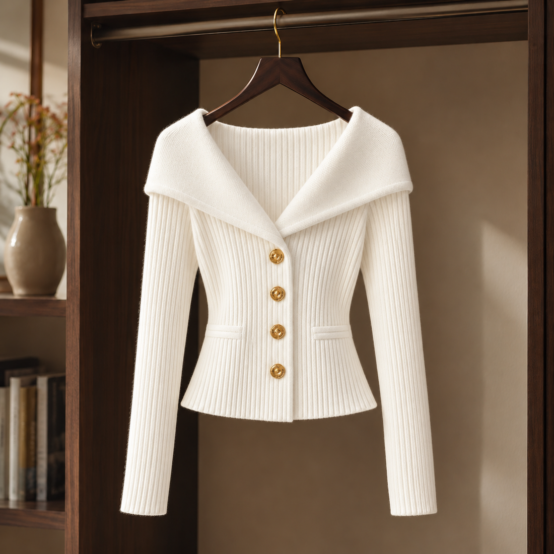 Josephine-Kate Ribbed Sweater - White