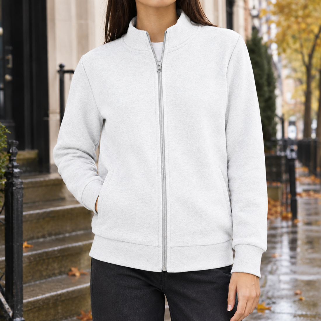 Vera-Skye Stand Collar Jacket - Stand Collar White