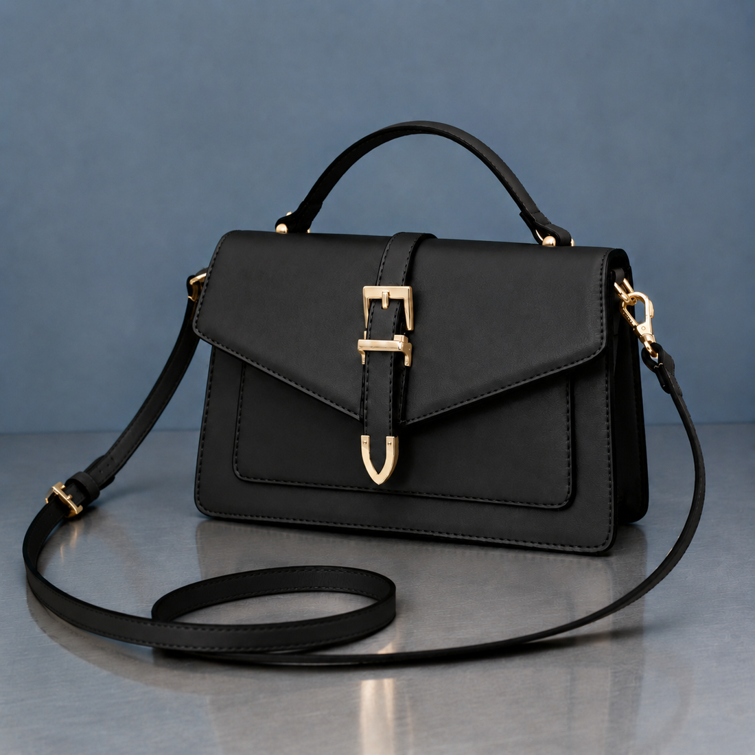Arcuri Structured Satchel - Musta