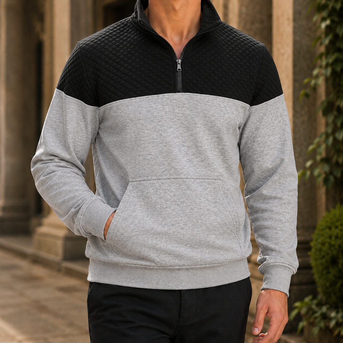 Spencer-Miles Quilted Sweater - Black