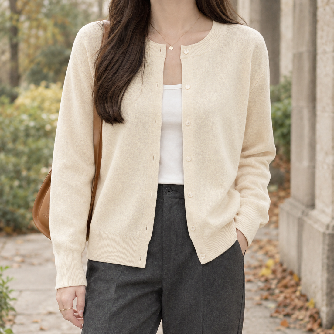 Leontine-Hope Cashmere Cardigan - Apricot
