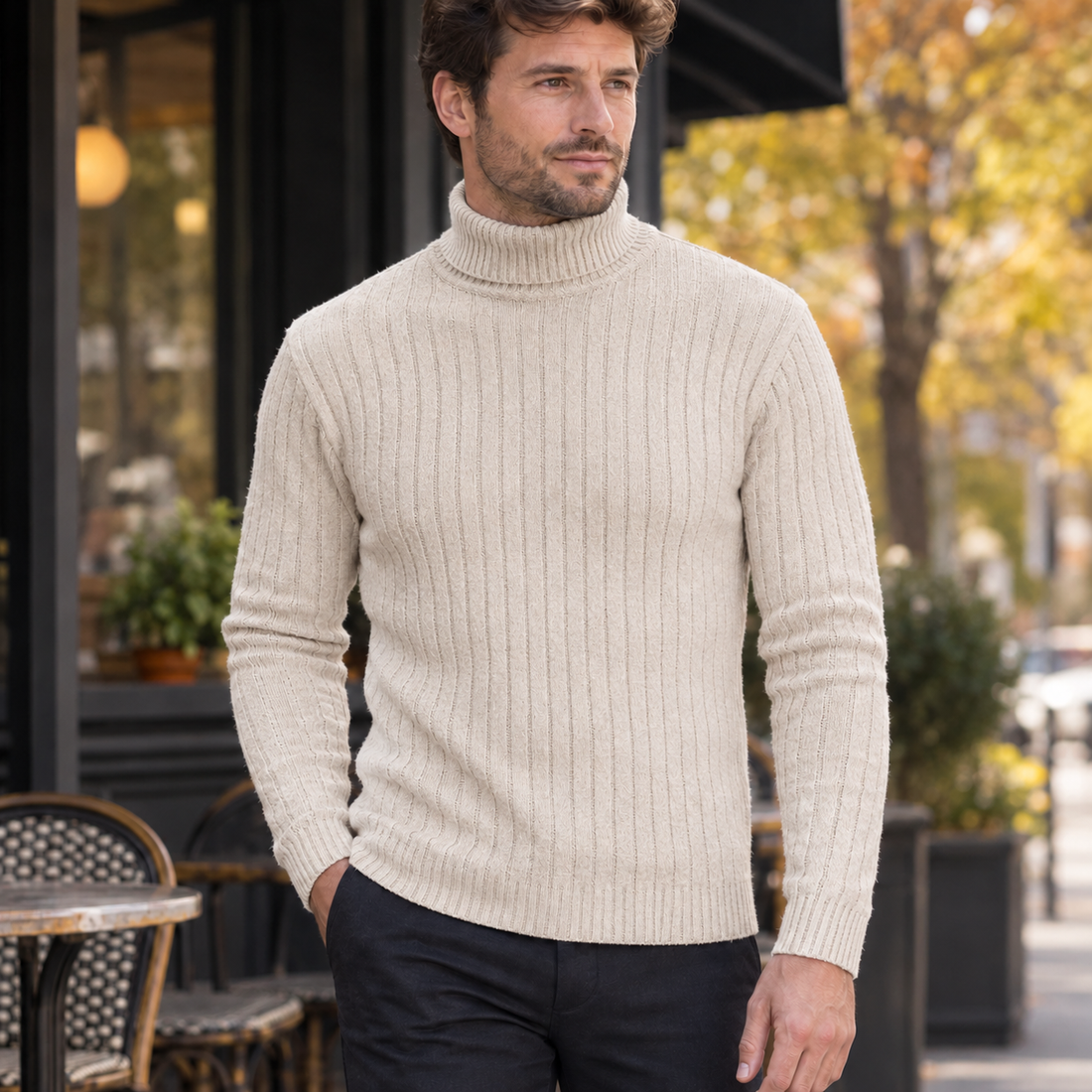 Harvey-Ellis Ribbed Sweater - Cream White