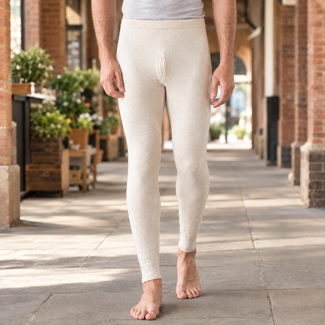 Soren-Grey Cashmere Leggings - Cream