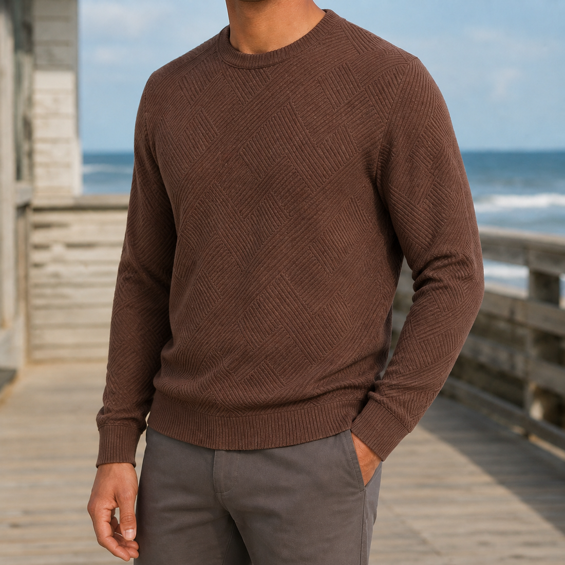 Lysander Textured Sweater - Brown