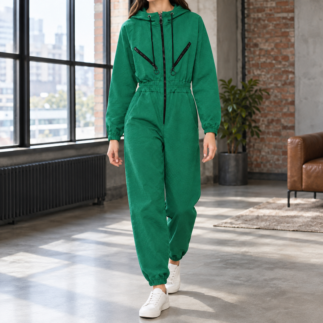 Natalie-Marie Hooded Jumpsuit - Green