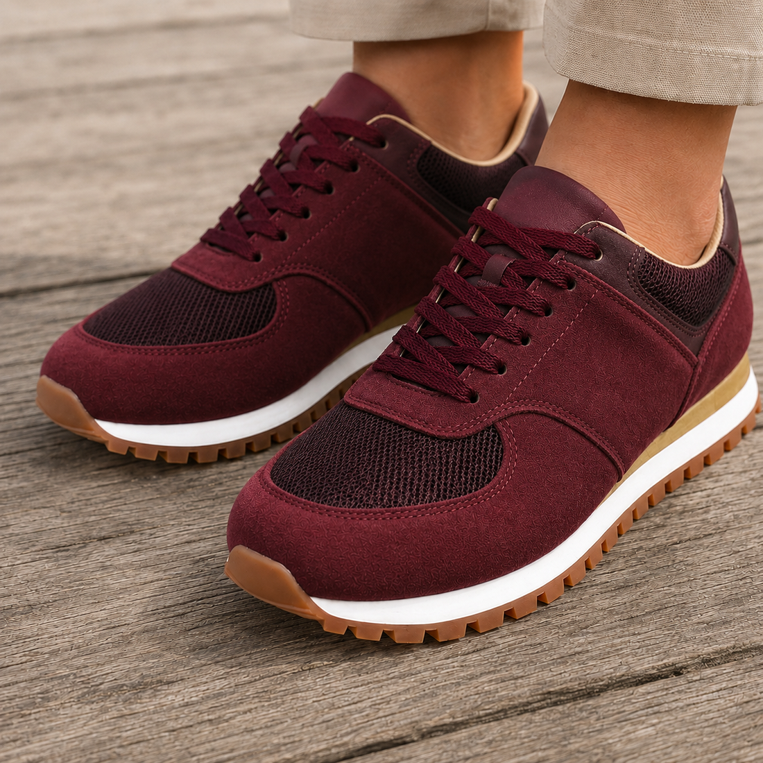 Varese Retro Sneakers - Wine Red