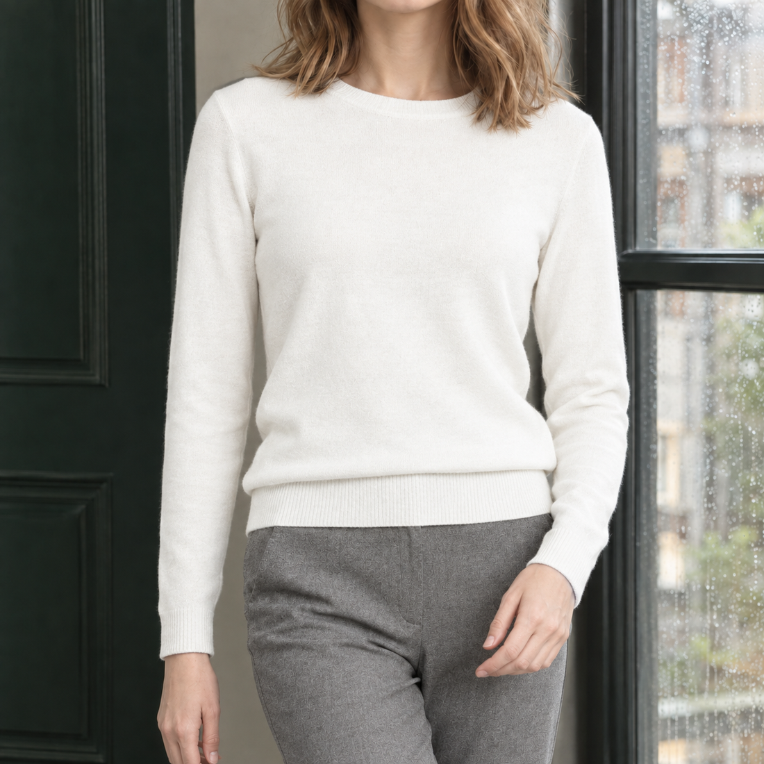 Rosemary Crew Neck Sweater - White
