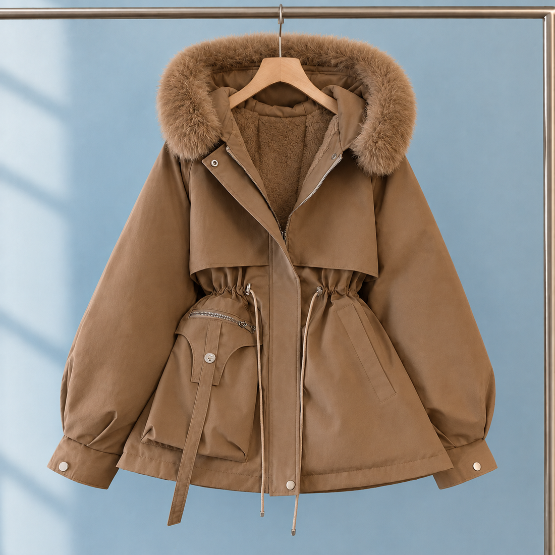 Sabina-Jade Fur Trim Parka - Brown